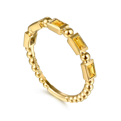 14K Yellow Gold Citrine Geometric Stackable Ring