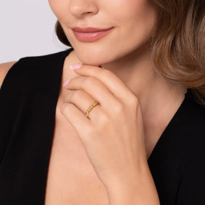 14K Yellow Gold Citrine Geometric Stackable Ring