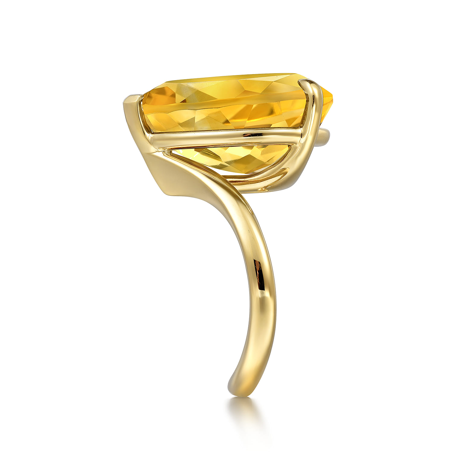 14K Yellow Gold Citrine Pear Ladies Ring - Shot 4