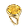 14K Yellow Gold Citrine Round Shape Ladies Ring With Flower Pattern J-Back