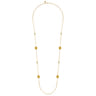 14K Yellow Gold Citrine Round Shape Necklace With Four Stations Beads and Bezel Setting
