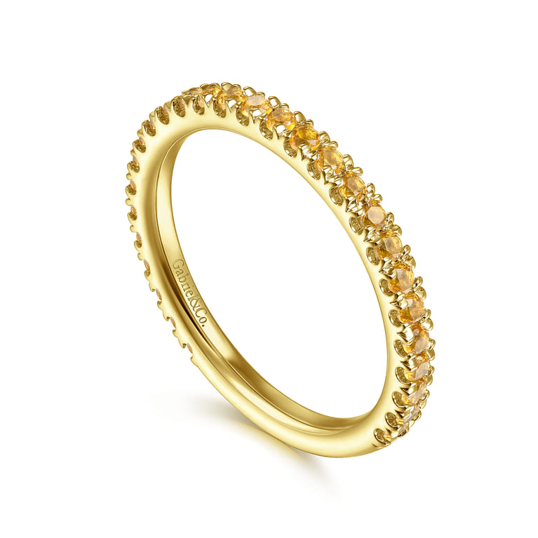 14K Yellow Gold Citrine Stackable Ring - Shot 3