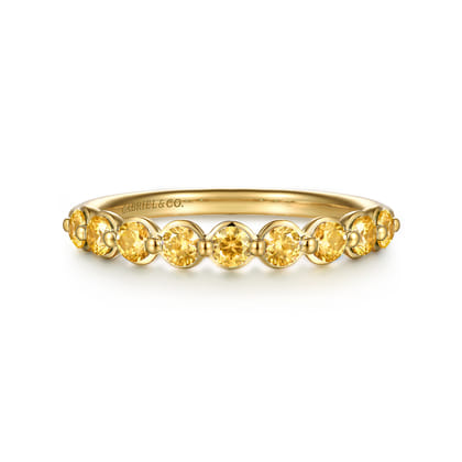 14K Yellow Gold Citrine Stackable Ring