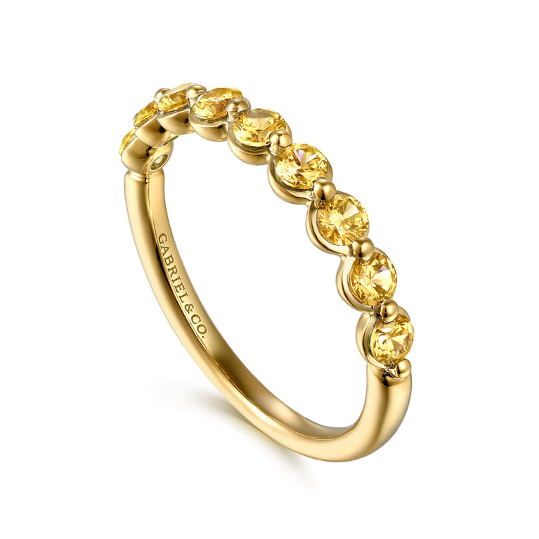14K Yellow Gold Citrine Stackable Ring - Shot 3
