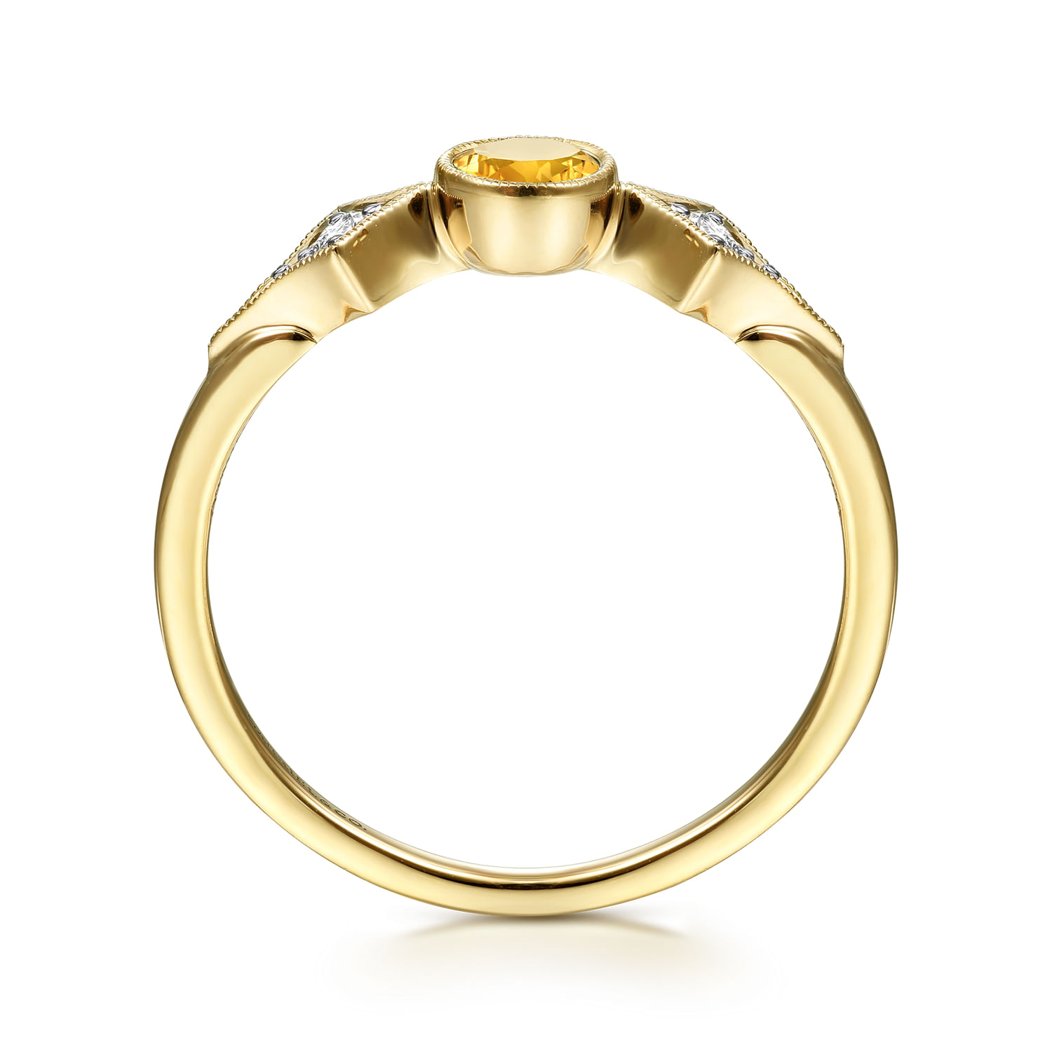 14K Yellow Gold Citrine and Diamond Ring