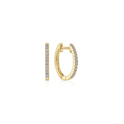 14K Yellow Gold Classic 15mm Pave Diamond Huggies