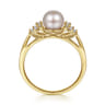14K Yellow Gold Classic Cultured Pearl Diamond Accented Stackable Ring - 0.12 ct