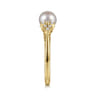 14K Yellow Gold Classic Cultured Pearl Diamond Accented Stackable Ring - 0.12 ct