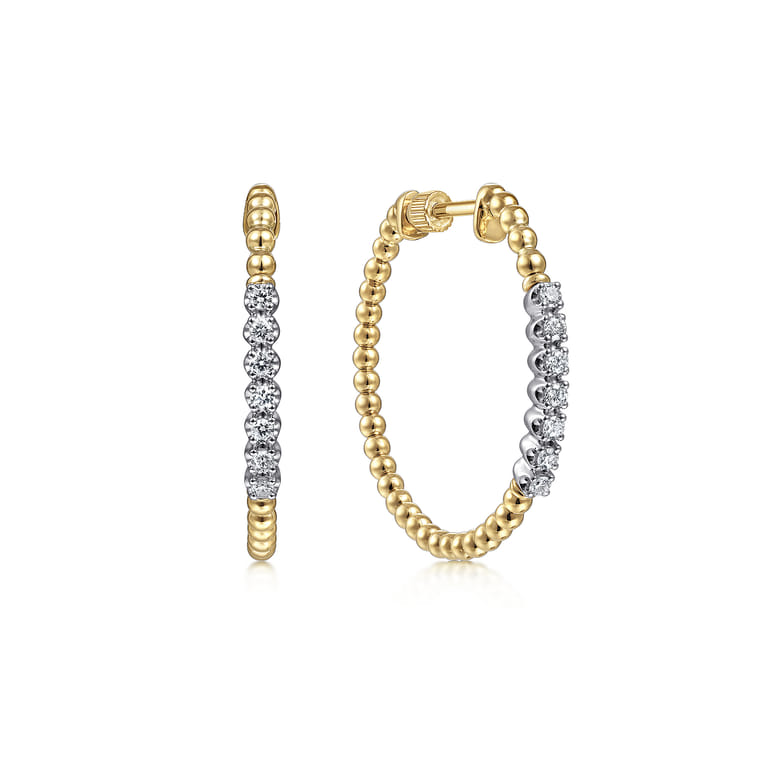 14K Yellow Gold Classic Hoop Earrings 0.3ct 30mm-Bujukan - 0.3 ct - Shot 1