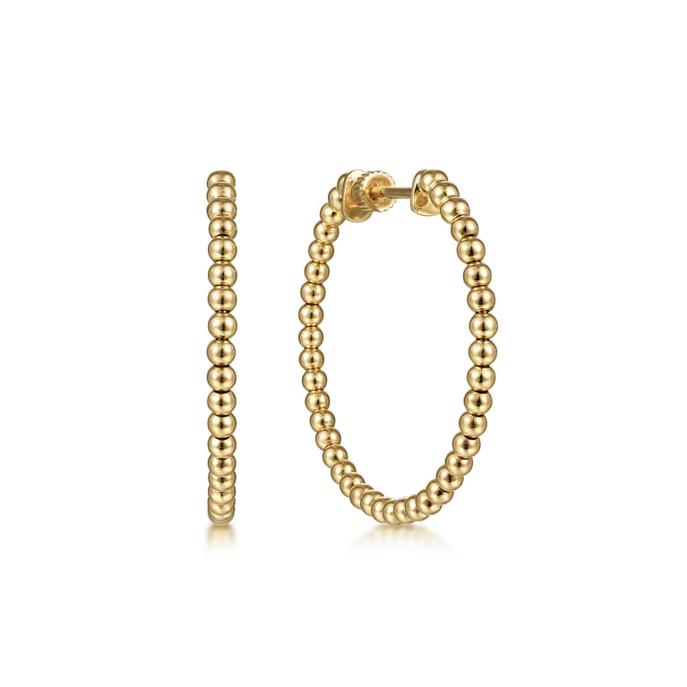 14K Yellow Gold Classic Hoop Earrings 30mm-Bujukan - Shot 1