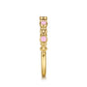 14K Yellow Gold Clover Bujukan and Round Shape Stackable Ring with Millennial Pink Enamel