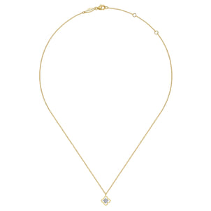 14K Yellow Gold Clover Diamond Pendant Necklace