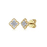 14K Yellow Gold Clover Diamond Stud Earrings - 0.12 ct