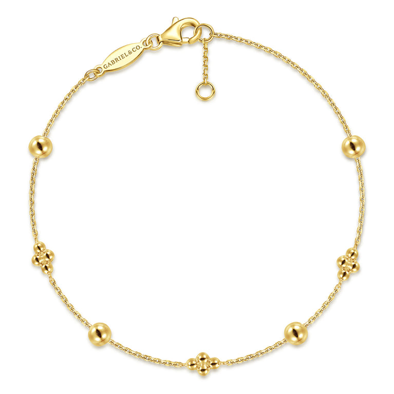 14K Yellow Gold Clover Station Bracelet-Bujukan - Shot 1