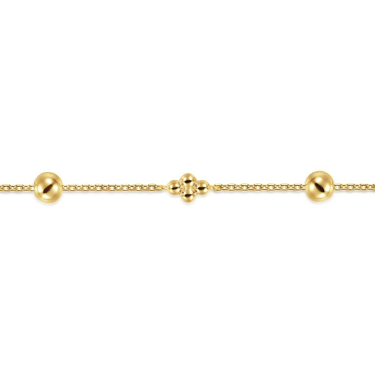 14K Yellow Gold Clover Station Bracelet-Bujukan - Shot 2