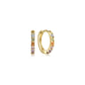 14K Yellow Gold Color Stone Rainbow Huggie Earrings 10mm