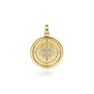 14K Yellow Gold Compass Pendant with Diamond