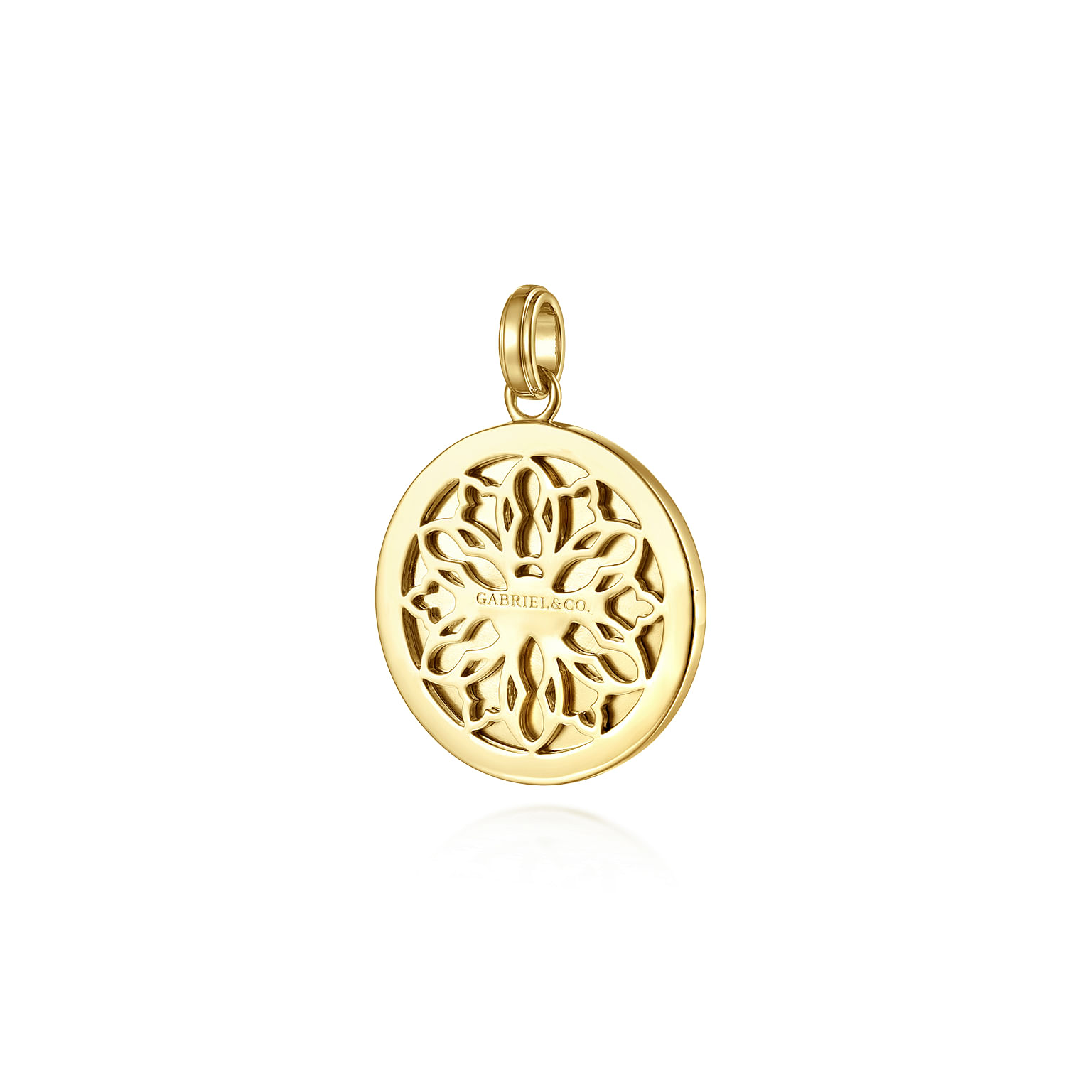 14K Yellow Gold Compass Pendant with Diamond - 0.11 ct - Shot 2