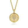 14K Yellow Gold Compass Pendant with Diamond - 0.11 ct