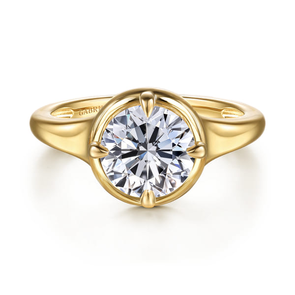 Compass Prong Round Solitaire Diamond Engagement Ring in Yellow Gold