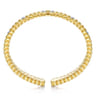 14K Yellow Gold Crescent Moon Cuff with Diamond Pave Stations - 0.45 ct