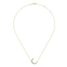 14K Yellow Gold Crescent Moon Diamond Pendant Necklace - 0.18 ct