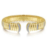 14K Yellow Gold Crescent Moon Open Cuff Bracelet with Diamond Pave Stations - 0.5 ct