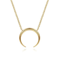 14K Yellow Gold Crescent Moon Pendant Necklace