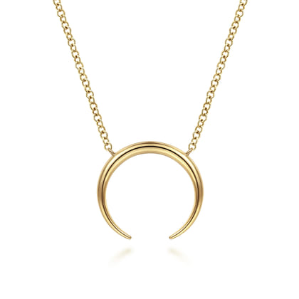 14K Yellow Gold Crescent Moon Pendant Necklace