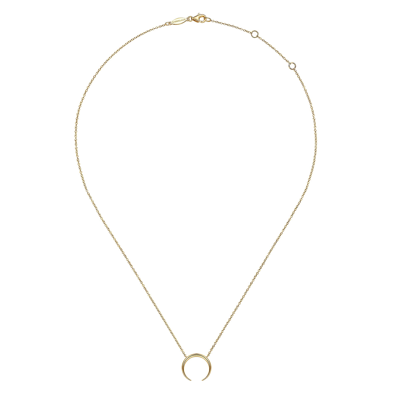 14K Yellow Gold Crescent Moon Pendant Necklace - Shot 2