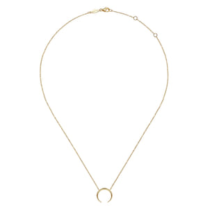 14K Yellow Gold Crescent Moon Pendant Necklace