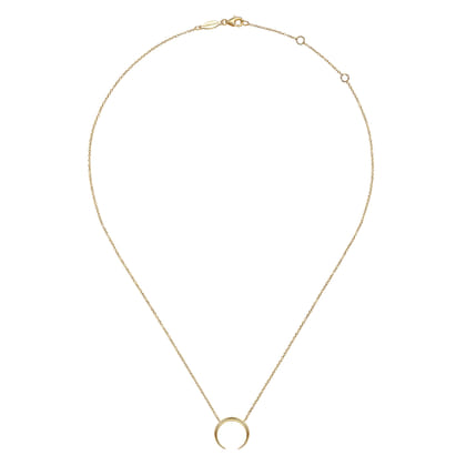 14K Yellow Gold Crescent Moon Pendant Necklace