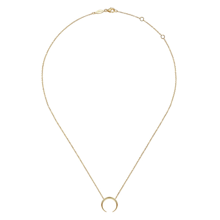 14K Yellow Gold Crescent Moon Pendant Necklace - Shot 2