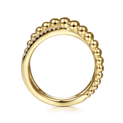 14K Yellow Gold Criss Cross Diamond Bujukan Ring