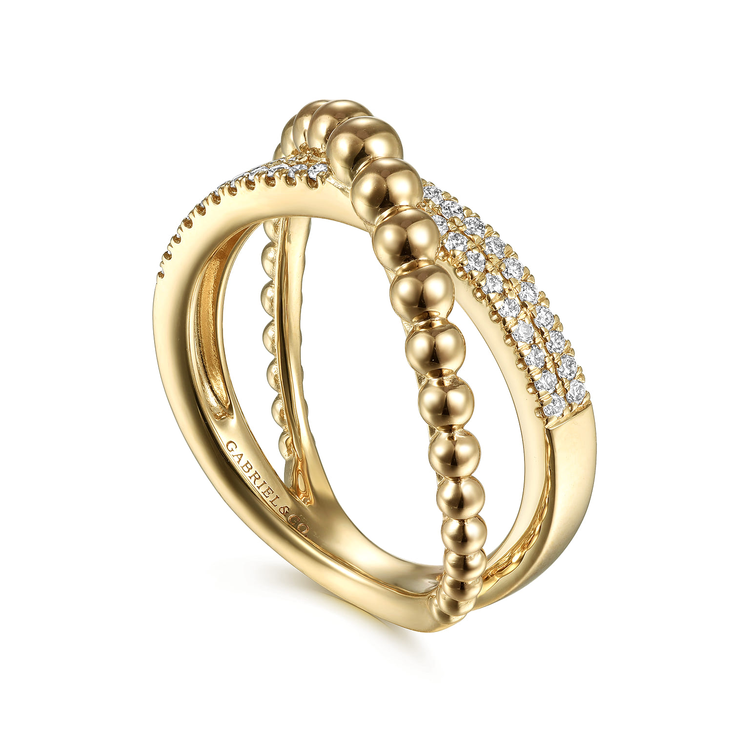 14K Yellow Gold Criss Cross Diamond Bujukan Ring - 0.2 ct - Shot 3