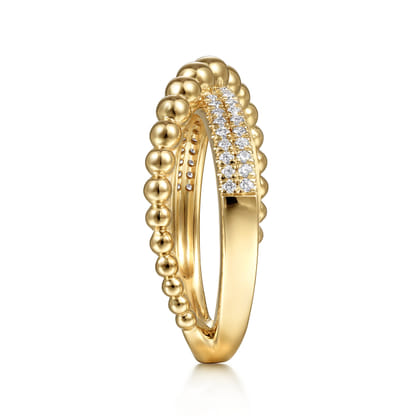 14K Yellow Gold Criss Cross Diamond Bujukan Ring