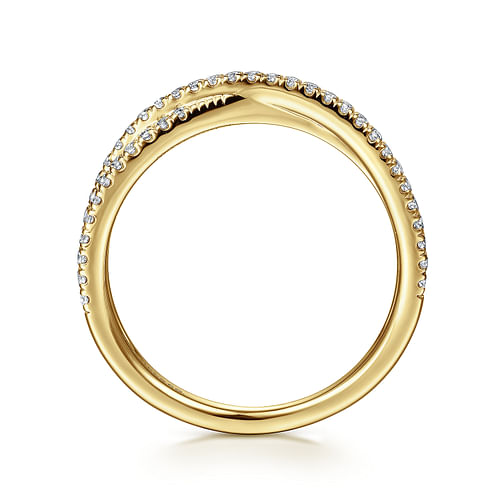 14K Yellow Gold Criss Cross Diamond Stackable Ring - 0.3 ct - Shot 2