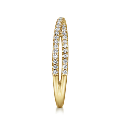 14K Yellow Gold Criss Cross Diamond Stackable Ring