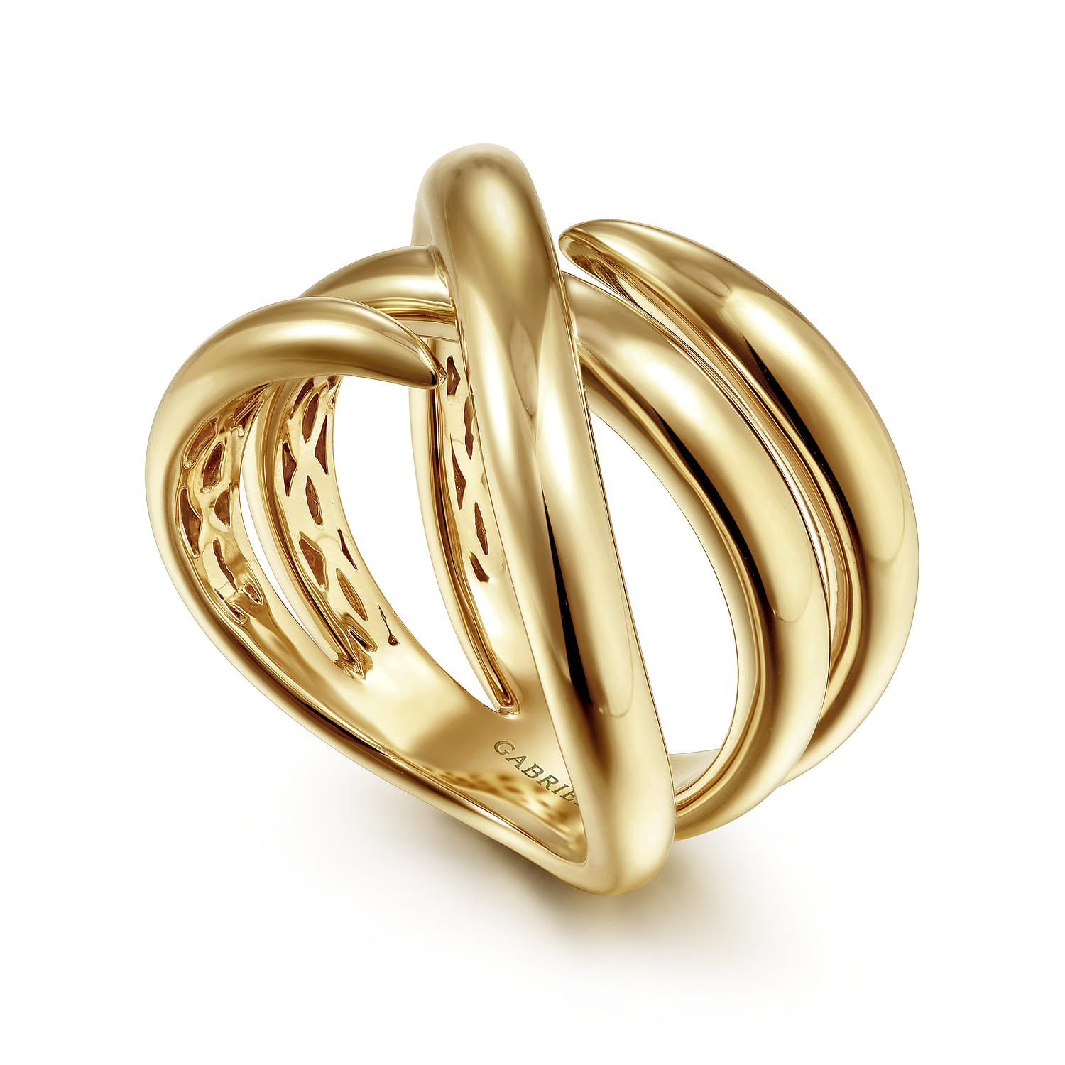 14K Yellow Gold Criss Cross Ring - Shot 3