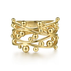14K Yellow Gold Criss Crossing Bujukan Ring