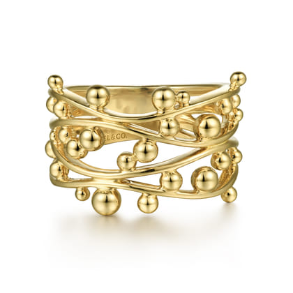 14K Yellow Gold Criss Crossing Bujukan Ring