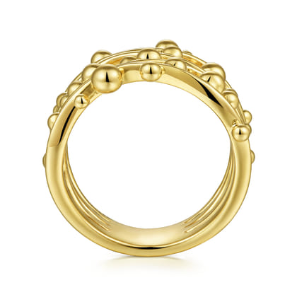 14K Yellow Gold Criss Crossing Bujukan Ring