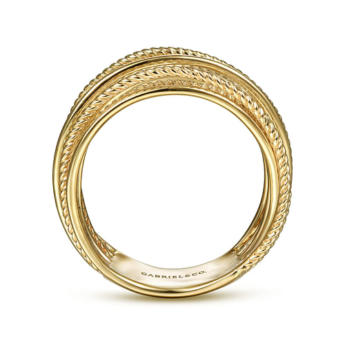 14K Yellow Gold Criss Crossing Twisted Rope Ring - Shot 2