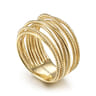 14K Yellow Gold Criss Crossing Twisted Rope Ring