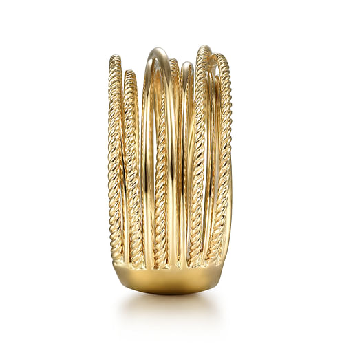 14K Yellow Gold Criss Crossing Twisted Rope Ring - Shot 4