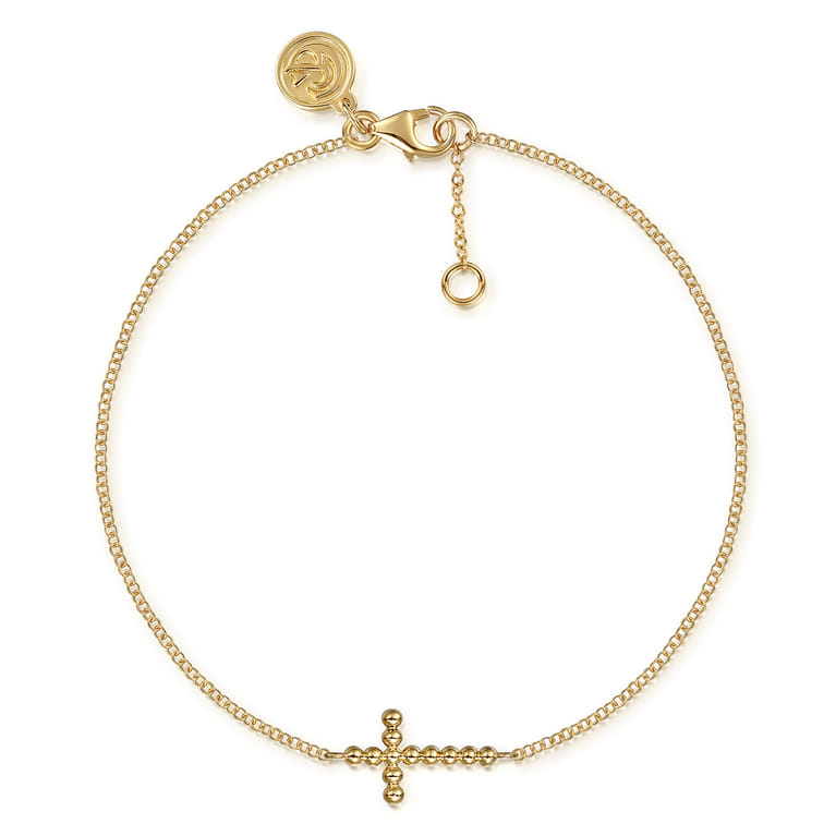 14K Yellow Gold Cross Bracelet-Bujukan - Shot 1
