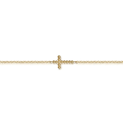 14K Yellow Gold Cross Bracelet-Bujukan