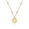 14K Yellow Gold Cross Cutout Pendant Necklace