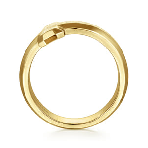 14K Yellow Gold Cross Men's Faceted Ring