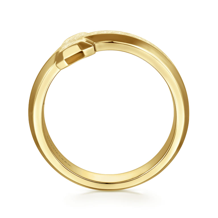 14K Yellow Gold Cross Men's Faceted Ring - Shot 2